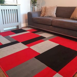 florence rug back red squares
